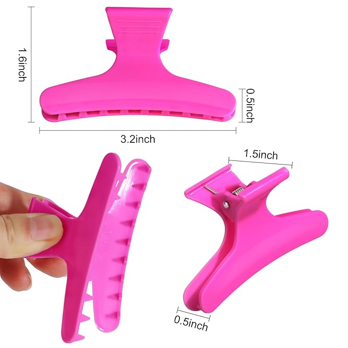 Ondder Purple Hot Pink Butterfly Hair Claw Clips for Styling & Sectioning - Pro Clamp Clips for Makeup, Cutting & Coloring - Hair Accessories for Women & Girls