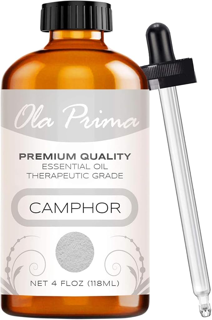 Ola Prima Oil of Youth Camphor Essential Oil - Therapeutic Grade for Aromatherapy, Diffuser, Lymphatic Massage, Hair, Skin - Dropper - 4 fl Ounce