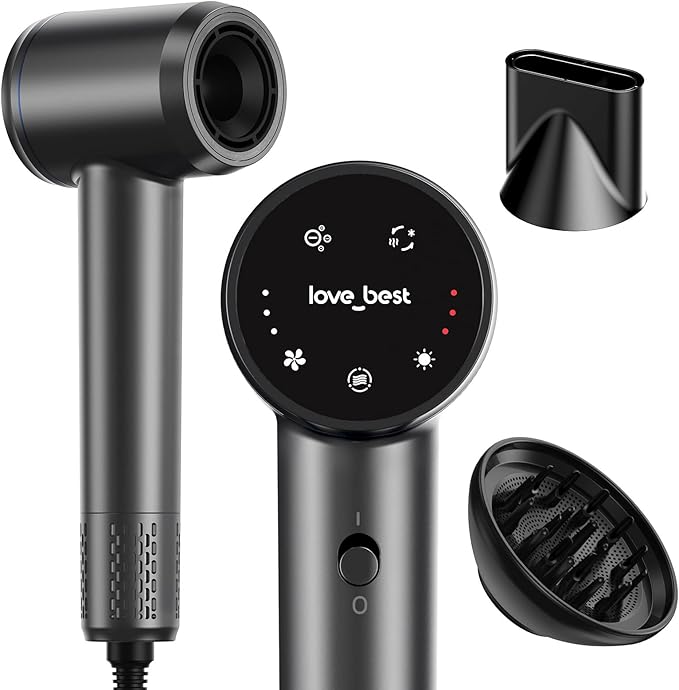 Hair Dryer, Professional Ionic Hair Dryer for Fast Drying, Low Noise, Lightweight, 600 Million Negative Ions High-Speed Hair Blow Dryer with Diffuser for Curly Hair Women, Men, Home, Travel, Salon