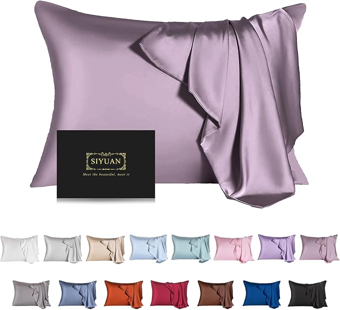 Mulberry Silk Pillowcase for Hair and Skin,Cooling Silk Pillow Case with Hidden Zipper,Allergen Proof Dual Sides Soft Breathable Smooth Silk Pillow Cover for Women (Pink Purple,Queen)