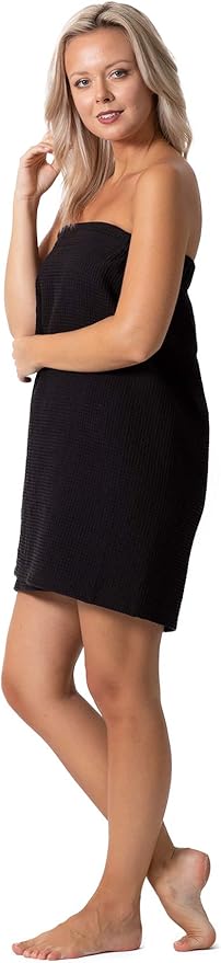 Turkish Linen Women’s Waffle Spa Body Wrap with Adjustable Closure