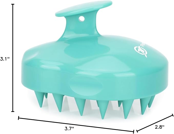 FREATECH Massager Shampoo Brush with Soft Silicone Bristles for Scalp Care, Shower Hair Scalp Scrubber Exfoliator for Dandruff Removal and Hair Growth, Wet & Dry for Men, Women and Kids, Green