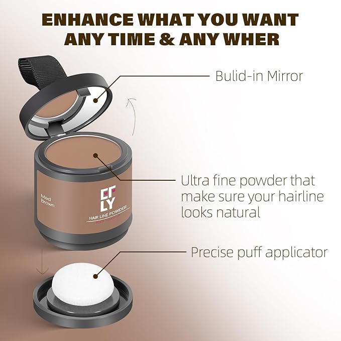 Root Touch Up Hair Color Powder for Concealing Hair Loss & Thinning, Gray Hair Shadow Root Cover Up for Women & Men (Light Brown, 0.35Ounce)