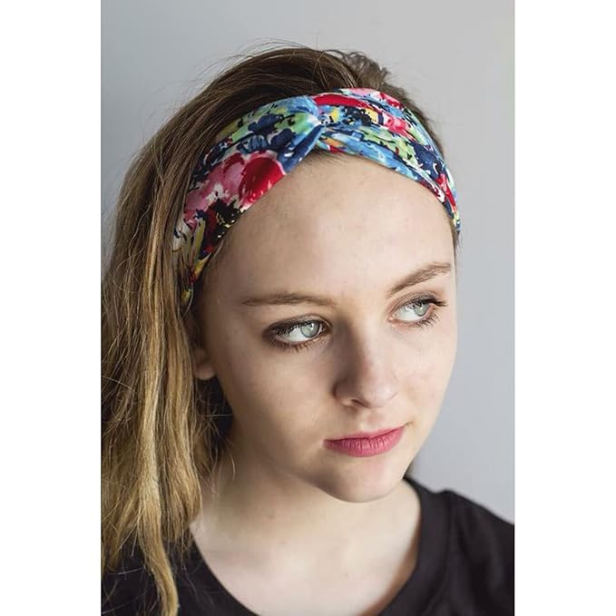 DRESHOW 6 Pack Boho Cotton Non-Slip Headbands for Women Girls Yoga Workout Running Knotted Turban Floral Elastic Head Wrap