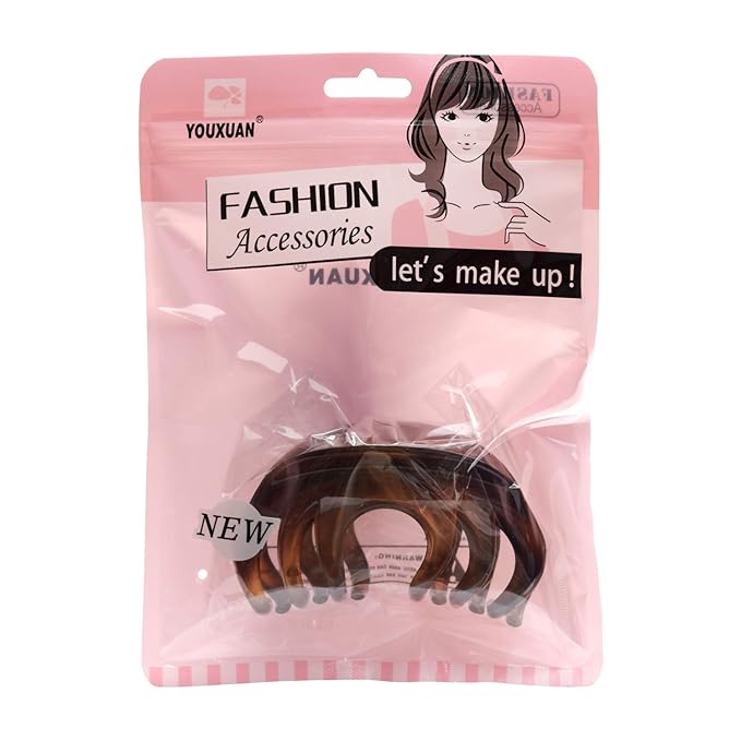 Youxuan 4 Inch Hair Claw for Women, Pretty Clip, Grip for Thick Hair, Coffee