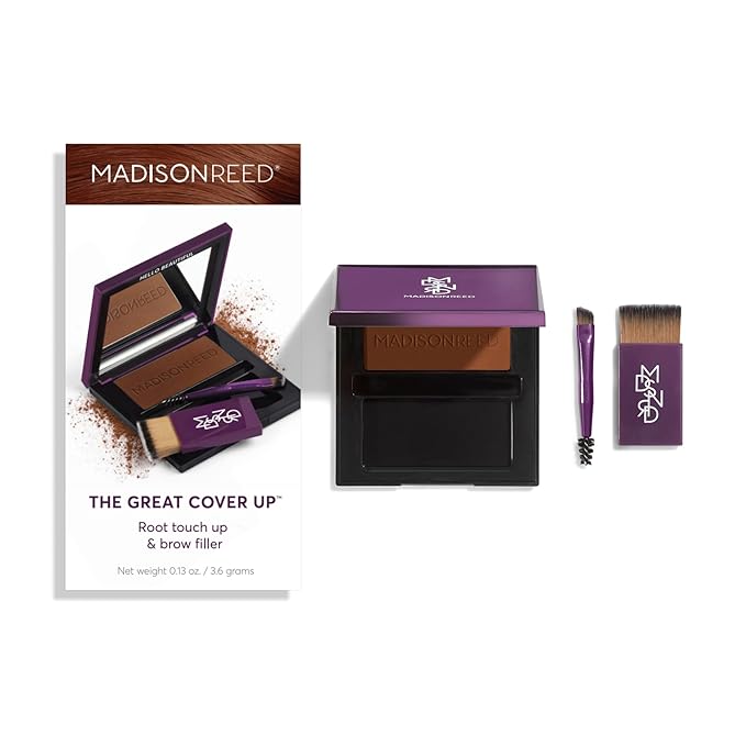 Madison Reed Root Touch Up + Brow Filler, Sienna Auburn Red, Instant Gray Coverage, Fills in Brows & Thinning Hairlines, Temporary Concealing Powder, 0.13 oz (60 uses)