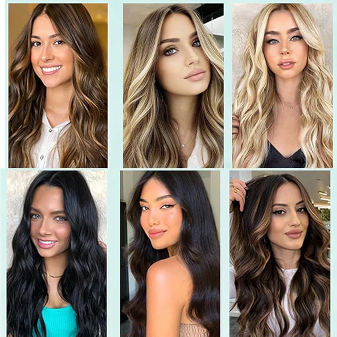 Straight Clip In Hair Extensions Real Human Hair 8Pcs Clip In Balayage Chocolate Brown to Caramel Blonde Human Hair Extensions with 18Clips Lace Weft 120g 24inch