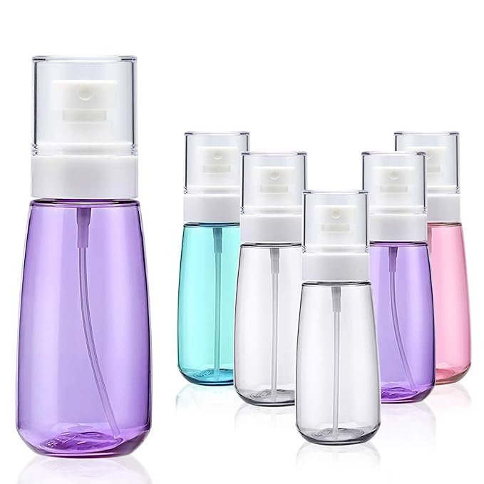 Cosywell Fine Mist Spray Bottle 3.4oz/ 100ml Empty Cosmetic Refillable Travel Containers Plastic Hair Spray Bottle Sprayer for Perfume Skincare Makeup Lotion (6color2purple)