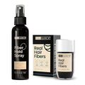 Hair Illusion Dark Brown Real Hair Fibers and Fiber Holding Spray Bundle for Thinning Hair - 100% Natural Texture, Non Synthetic Hair Fibers - Bald Spot Cover Up for Women & Men - 18 Gram