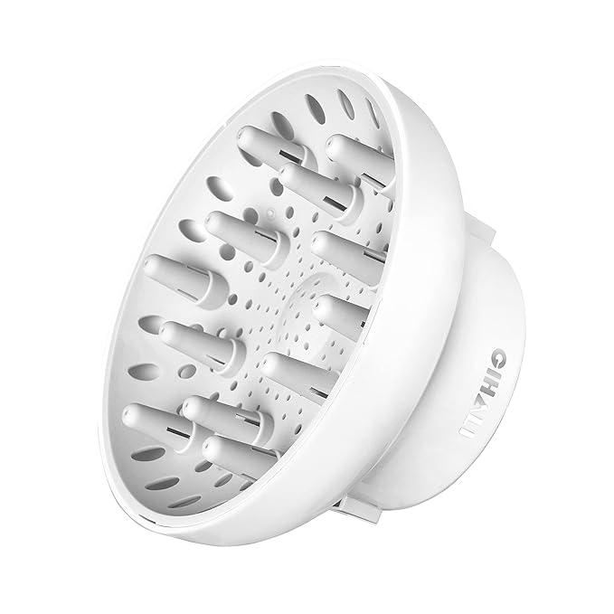 Universal Hair Diffuser “Super Sturdy” 1.7 Inch to 2.6 Inch for Natural Curly and Wavy Hair, Hair Dryer Attachment (White)