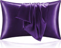 BEDELITE Satin Pillowcase for Hair and Skin, Super Soft and Cooling Similar to Silk Pillow Cases 2 Pack with Envelope Closure, Gift for Women Men(20"x30" Queen Size, Plum Purple)