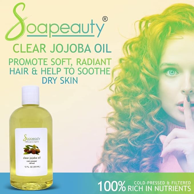 Soapeauty Clear Jojoba Oil | 100% Pure & Natural | Refined, Cold Pressed, Hexane Free | Moisturizing Oil for Skin, Face, Hair & Nails | 24 fl oz (2 * 12 fl oz)