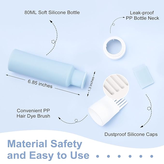 2 Packs Silicone Hair Oil Applicator, 2.7 Ounce Root Comb Applicator Bottle for Hair Dye, Hair Dye Comb Brush, Scalp Oil Applicator Bottle