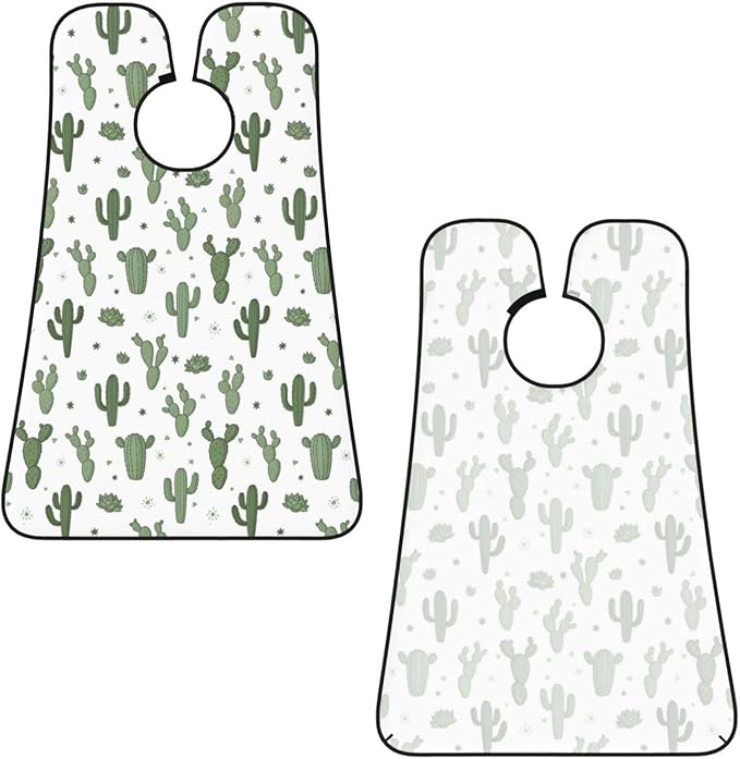 Adjustable Non-Stick Beard Apron, Hair Catcher Cape for Shaving Grooming, Waterproof with Suction Cups Men, Floral Cactus Shave Bib