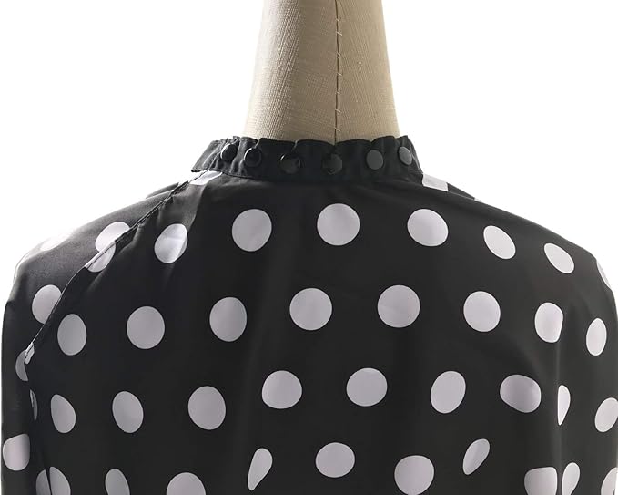 Professional Salon Cape - Polyester Hair Cutting Cape, 54"x62", Black and White Dots