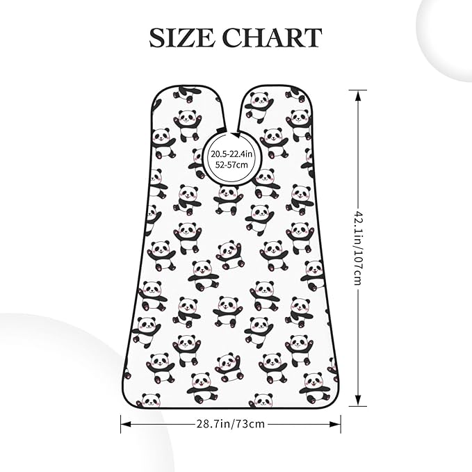 Beard Grooming Cape, Waterproof Hair Catcher for Shaving Trimming, Non-Stick Bib Apron Gifts for Dad Men, Cute Cartoon Pandas Shave Bib