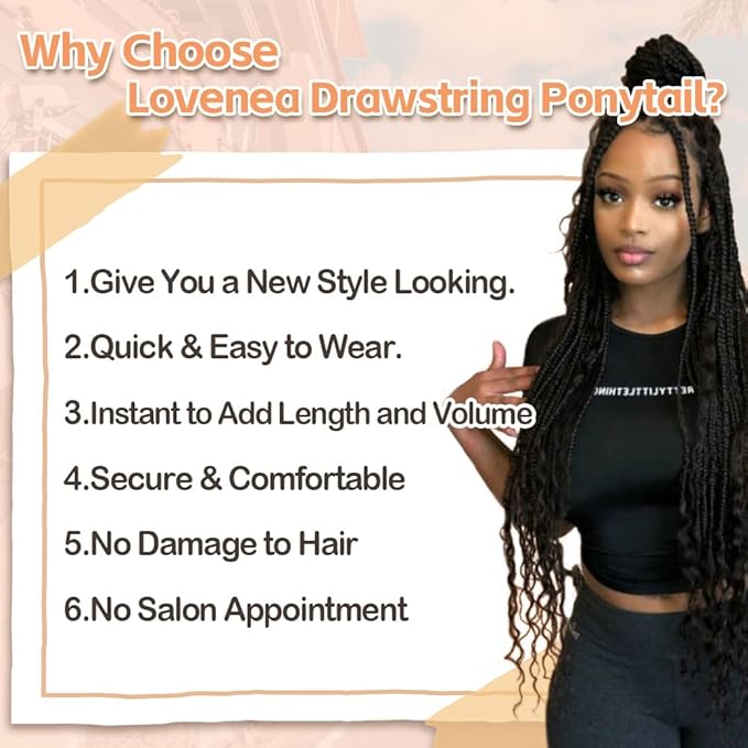 Drawstring Ponytail for Women 24 inch Boho Braids with Long Wavy Hair Ponytail Extension Clip in Synthetic Hair Extensions Ponytail for Daily Use (T1B/30#, 24 Inch)