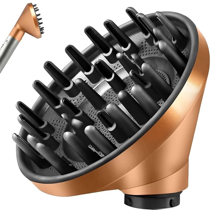 Large Diffuser Attachment Compatible with Dyson Airwrap, Upgraded Diffuser Nozzle to Dryer Faster and Define Curls Hair,Hair Dryer Diffuser Attachment Alternative,for Dyson Airwrap Attachments,Gold