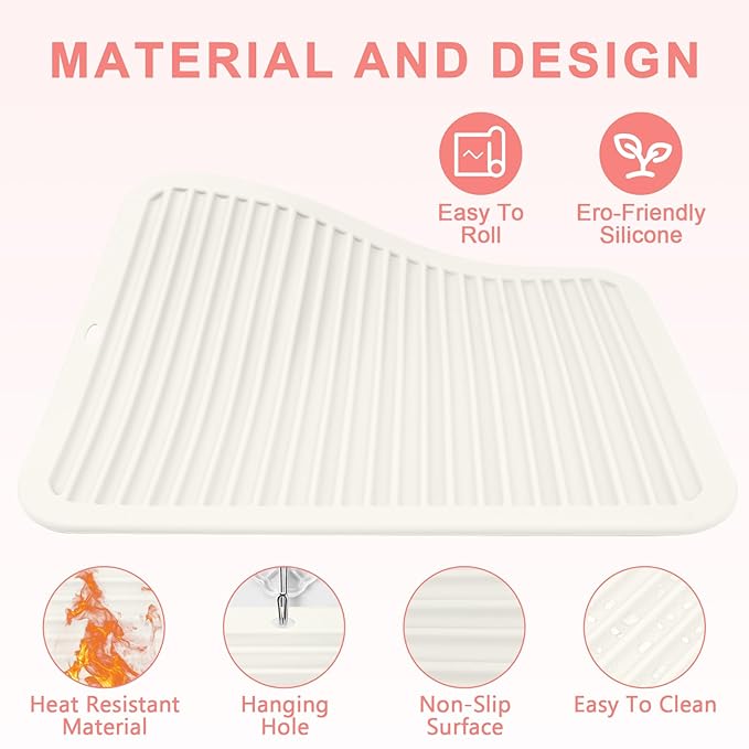 AMIJEAL Oversize Silicone Heat Resistant Mat for Hair Tools, Curling Iron Flat Iron Hair Straightener Holder Mat, Portable Hot Tools Cover Pad for Travel Vanity Salon(14.2" x 11.0")