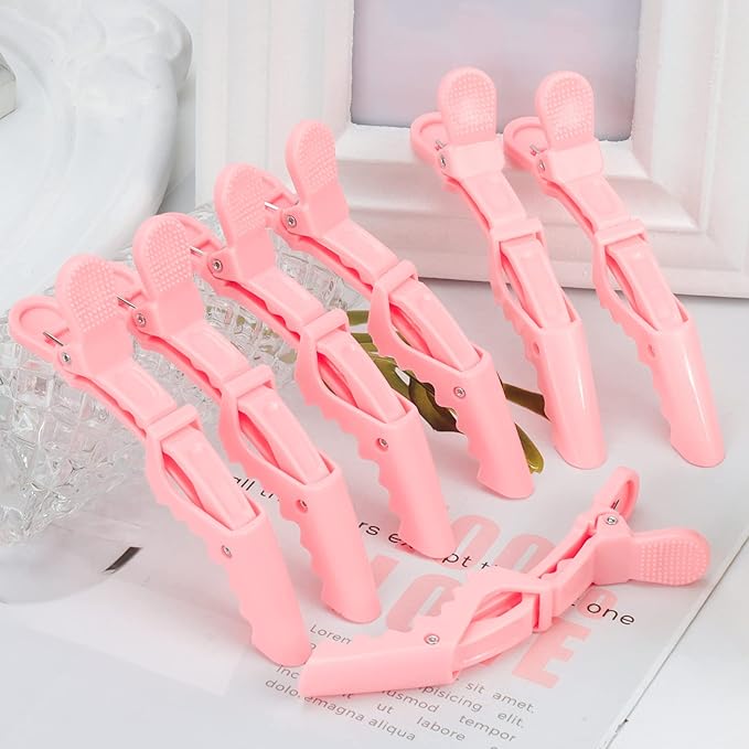 Ondder 14 Pack Alligator Hair Clips for Styling - Larger Salon Pro Clips for Coloring, Cutting, Sectioning, and Hair Accessories for Women, Men, Girls, Teens - Pink Green