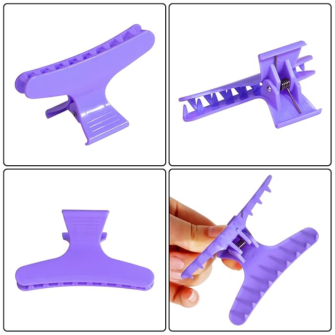 Ondder Pink Purple Butterfly Hair Claw Clips for Styling & Sectioning - Makeup Hair Accessories for Women & Girls