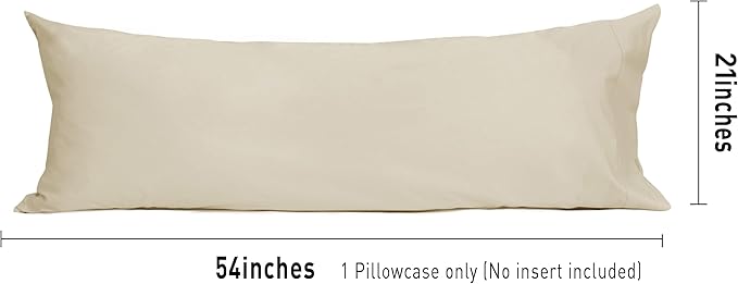 Sunflower Body Pillowcase 100% Cotton Long Pillow Cover/Case Envelope Closure 1 Pack, 21×54 inches Light Brown, Soft and Breathable