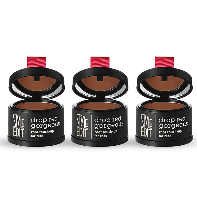 Style Edit Root Touch Up Powder, to Cover Up Dark Roots and Grays Between Salon Visits, Water Resistant, Non-Sticky, Compact And Mess-Free, Medium Red Hair Color (Pack of 3)