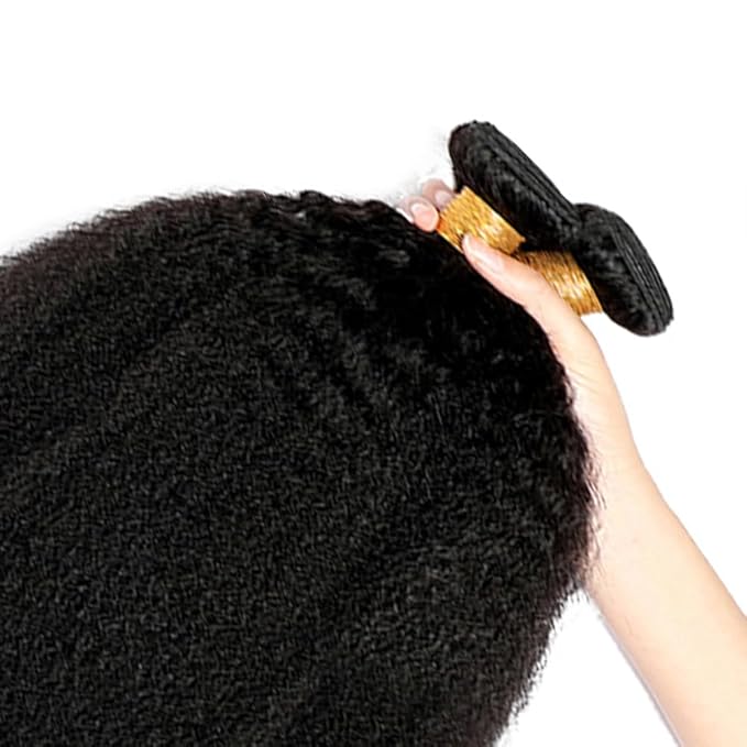 Kinky Straight Bundles Human Hair Color 1B Yaki Straight Bundle Brazilian Virgin Remy Hair 3 Bundles 22 22 22 Inch Niegmeag Double Weft Natural Black Yaki Bundle Hair Weave 300g