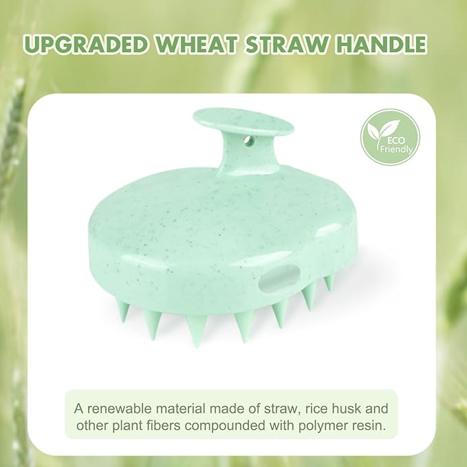 FREATECH Scalp Massager Hair Growth, Scalp Scrubber Shampoo Brush with Soft Silicone Bristles for Dandruff Removal and Hair Care, Wet & Dry Hair Massager Scalp Exfoliator, Mint Green