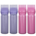 4 Pack Root Comb Applicator Bottle, Hair Oil Comb Applicator for Hair Dye, Shampoos, Salons (Purple+Pink)