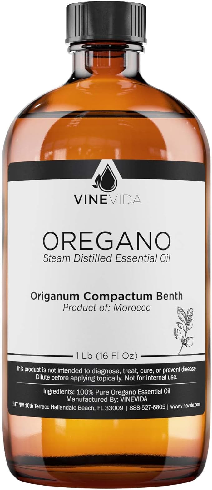 VINEVIDA Oregano Essential Oil - 16 oz - Undiluted - DIY Candle Scents - Bulk for Soap Making & Skin Safe