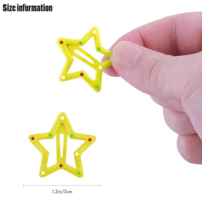 Star Hair Clips Multiple Colors Snap Hair Barrettes Non Slip Star Hair AccessoriesMetal Hair Clips for Girls Women -30 PCS 1.18"