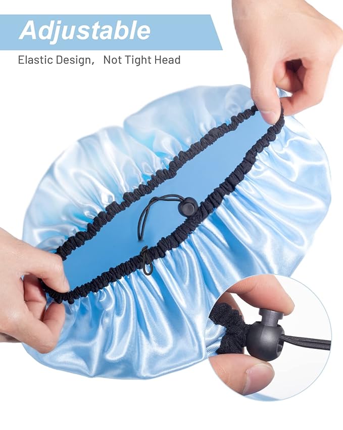 Auban Shower Cap for Women, Adjustable Reusable, Extra Large, Double-Layer Waterproof Bathing cap, Waterproof Exterior, EVA Lining, Hair Cap for All Hair lengths, 3 Colors