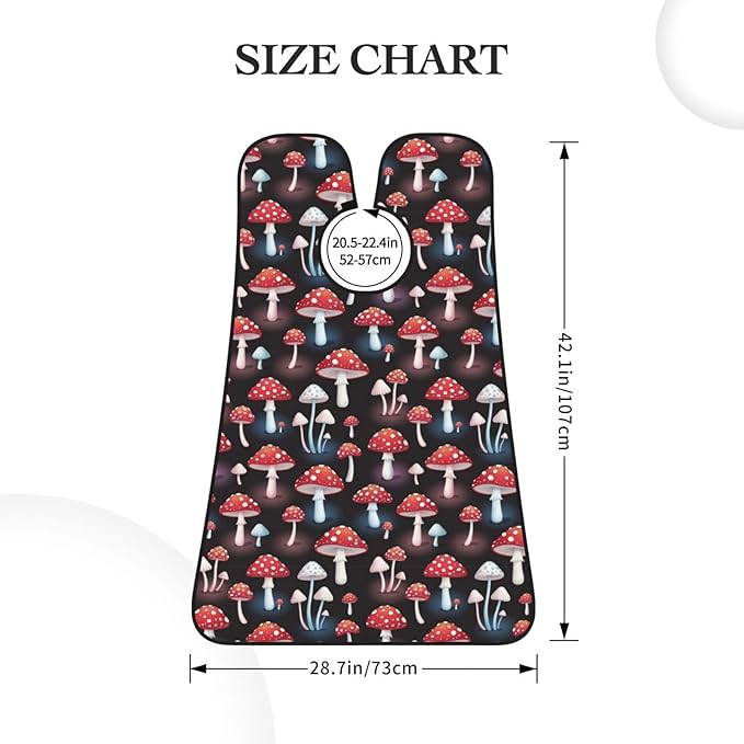 Waterproof Grooming Apron, Non-Stick Beard Bib with Suction Cups, for Goth Red Mushrooms