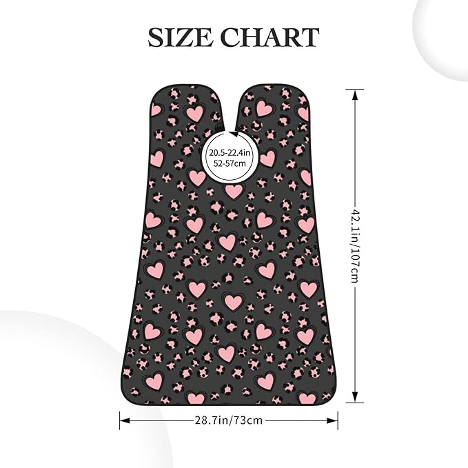 Waterproof Grooming Apron, Non-Stick Beard Bib with Suction Cups, for Love Heart Dark Gray Black Leopard Cheetah Print
