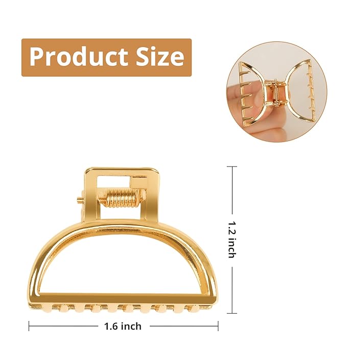 Gold Hair Clips for Women, 10 Pcs Small Gold Claw Clips for Women and Girls, Mini Metal Hair Accessories