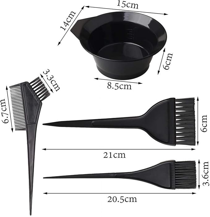 Professional Hair Dye Kit - Hair Coloring Bowl, Mixing Brush, Applicator Brush, Hair Clips, Ear Covers & Cape for Home Salon Use, All Hair Types (1 Set)