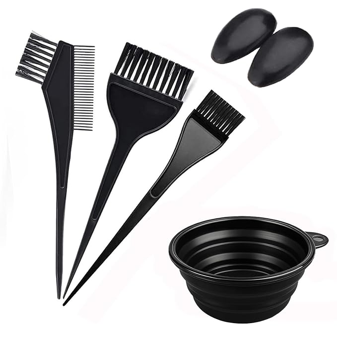 Hair Dye Mixing Bowl and Brush set, 6pcs Hair Dyeing Tool Set, Brush Double-Sided Comb, Dye Brush, Ear Cover, Hair Colouring Tools for Home Salon Beauty