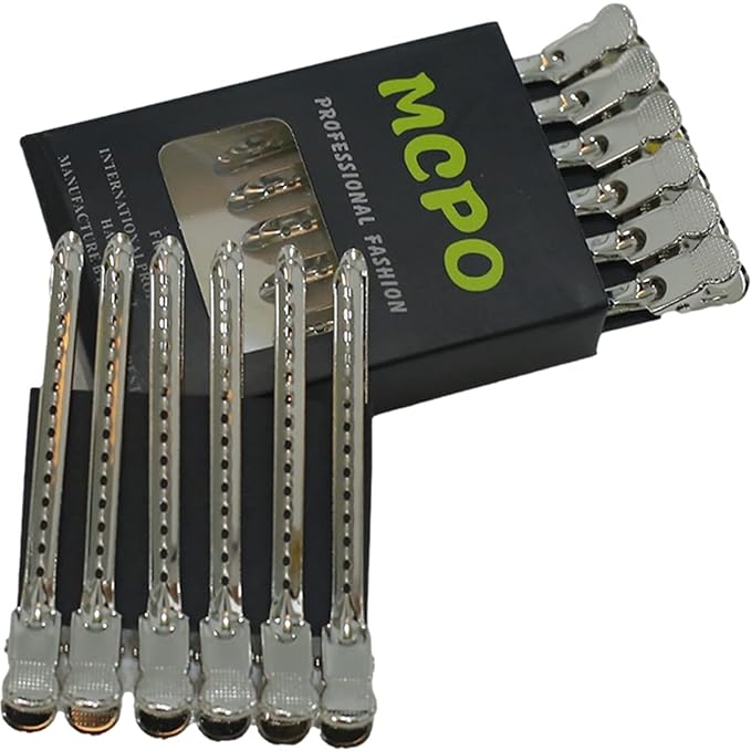 12 Pcs Metal Duckbill Hair Clips for Hair Sectioning Alligator Hair Clips for Styling Dividing Duck Bill Clips with Anti-Slip Holes Salon Barber Styling Tools