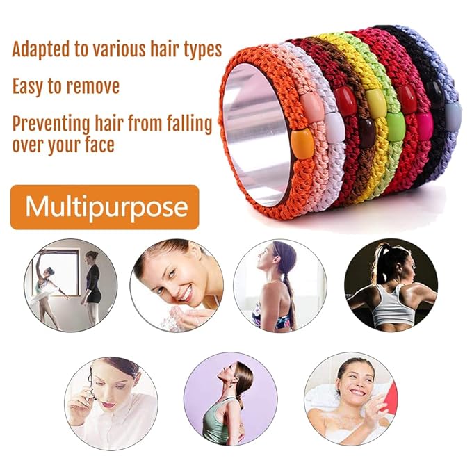 J.CARP 8Pcs Mixed color Hair Ties for Women Girls, Elastics Hair Bands Ponytail Holders, No Damage No Crease Hair Elastics, Perfect for Girls and Women with Thick or Curly Hair, Style 24