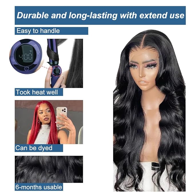 30 Inch HD Lace Front Wig Human Hair [2-year life], 100% Real Human Hair, 13x6 Body Wave Lace Front Wigs for Black Women Glueless Lace Frontal Wig Pre Plucked Bleached Knots 200% Density