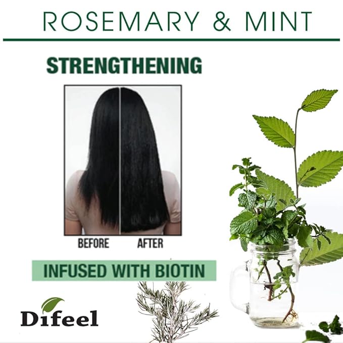 Difeel Rosemary and Mint Infused with Biotin - Root Stimulator 7.1 oz. - Hair Growth Scalp Treatment, Helps Strengthen & Prevent Shedding