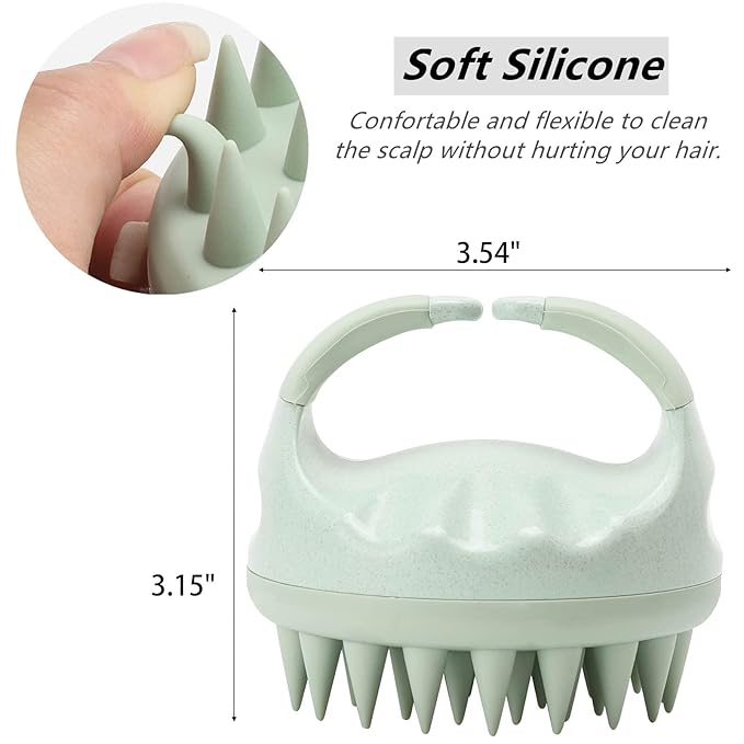 Hair Scalp Massager Shampoo Brush Silicone Scalp Scrubber Head Scrubber Exfoliating Brush - Green