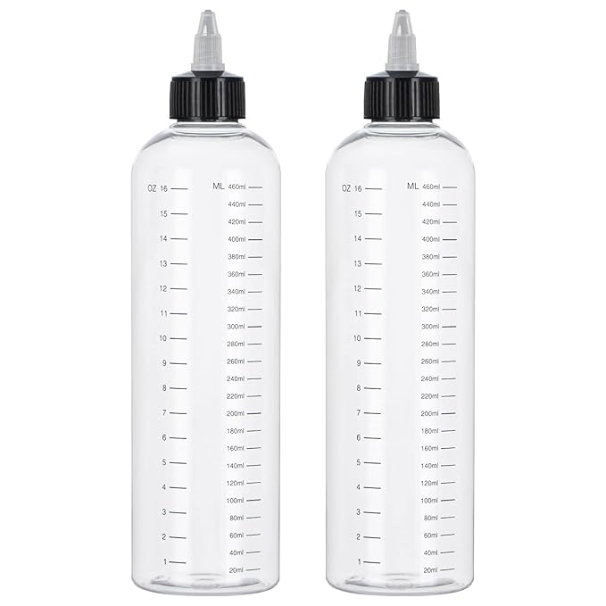Applicator Bottle for Hair, 16.9oz Hair Applicator Bottle 2 Packs, Hair Color Bottle Applicator with Ratio Graduated Scale, Hair Dye Bottle Applicator with Twist Top Cap