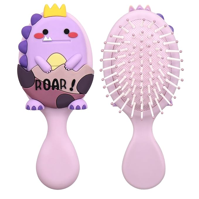 Toddler Detangler Brush - Mini Massage Brush for Kids with Air Cushion - For Thin Hair of Boys and Girls - Purple