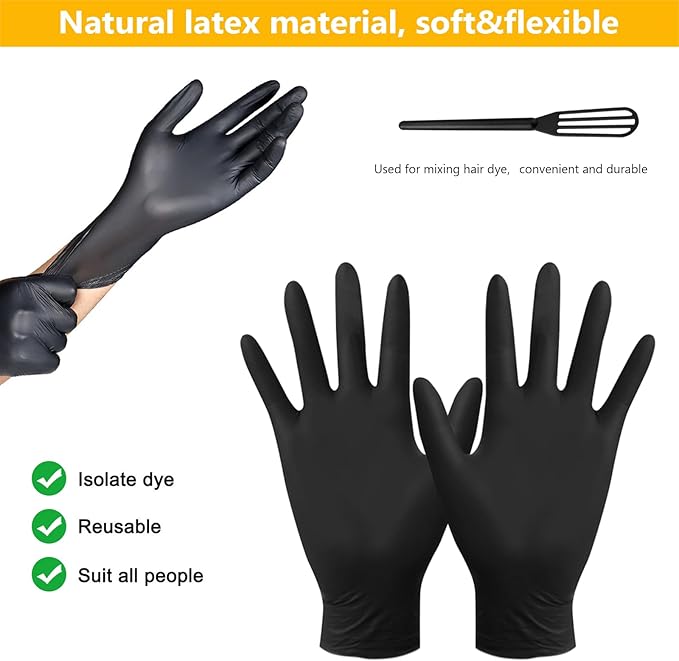 26PCS Hair Dye Coloring Kit, Professional Hair Bleach Kit, Hair Coloring Products, Gloves, Storage Bag, Rubber Band, Shawl, Clips, Brush, Bowl, Ear Cap, Mixing Spoon, Black