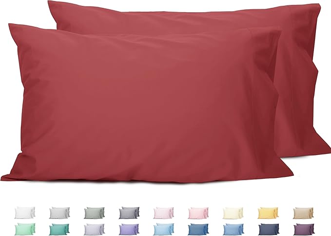 Sunflower Queen Pillowcases Set of 2, 100% Cotton Queen Size Pillow Cases 2, 20×30 inches Jester Red, Soft and Breathable