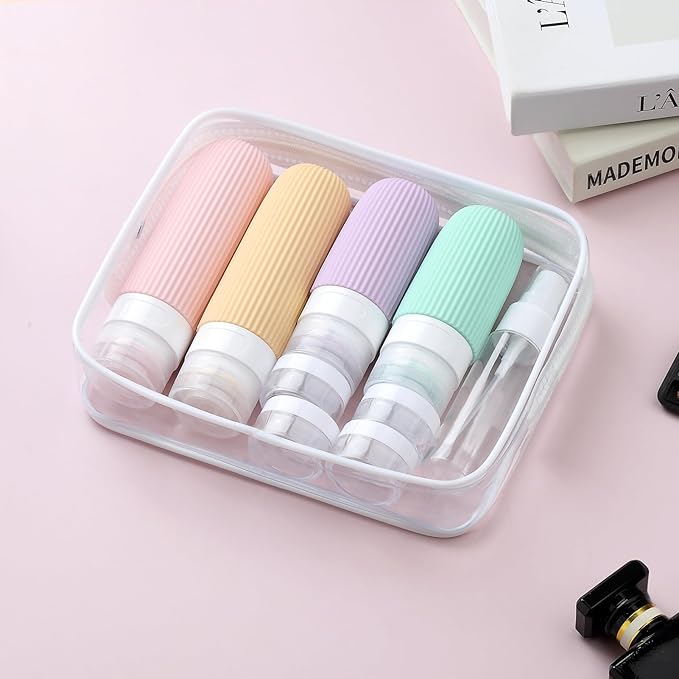 16 Pack Travel Bottles Set, TSA Approved Leak Proof Silicone Squeezable Containers for Toiletries, Refillable Travel Accessories for Conditioner, Shampoo, Lotion & Body Wash Accessories