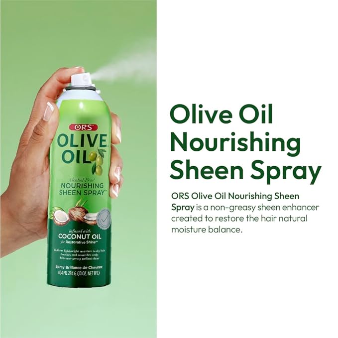 ORS Olive Oil Nourishing Sheen Spray infused with Coconut Oil 10 Ounces (Pack of 4)