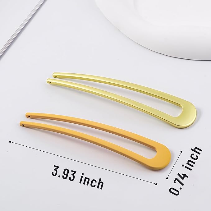 6Pcs Metal French Hair Pins for Women U Shape Sticks 3.9 Inch Vintage Fork for Hairstyle Accessories(Gold/Orange/Yellow)